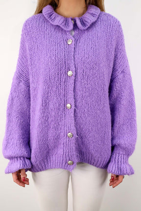 Strickjacke mit Knöpfen - Flieder