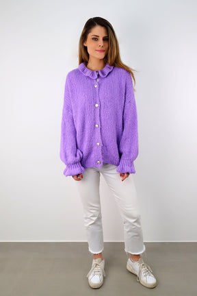 Strickjacke mit Knöpfen - Flieder
