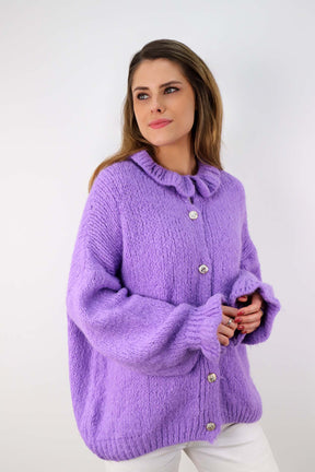 Strickjacke mit Knöpfen - Flieder