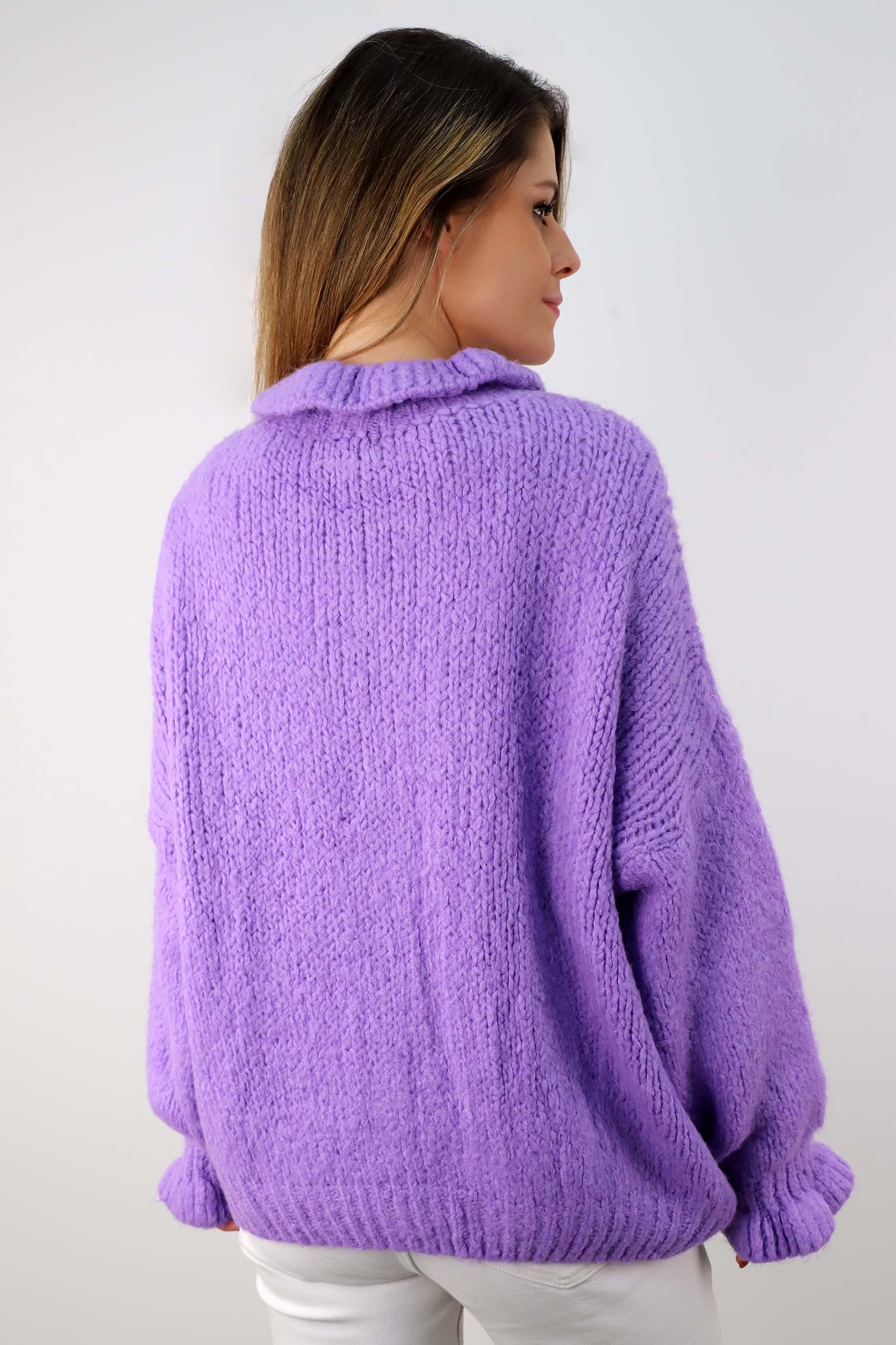 Strickjacke mit Knöpfen - Flieder
