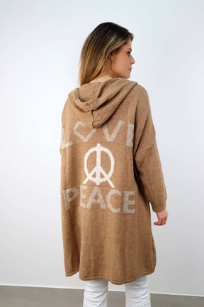 Strickjacke "Love & Peace" - Taupe
