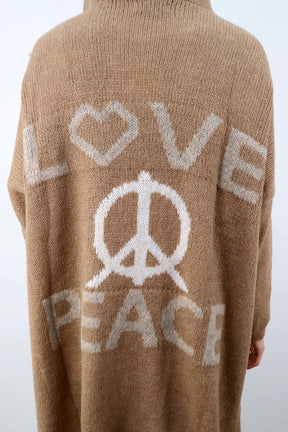 Strickjacke "Love & Peace" - Taupe