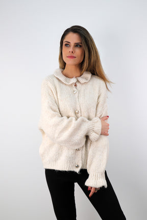 Strickjacke mit Knöpfen - Creme