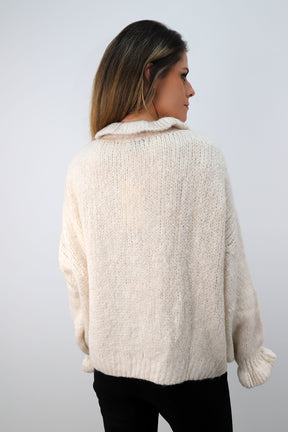 Strickjacke mit Knöpfen - Creme