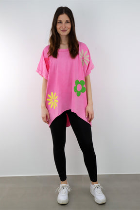 Shirt "Oversize" mit Druck - Pink