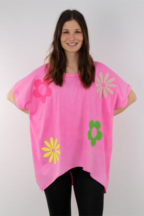 Shirt "Oversize" mit Druck - Pink