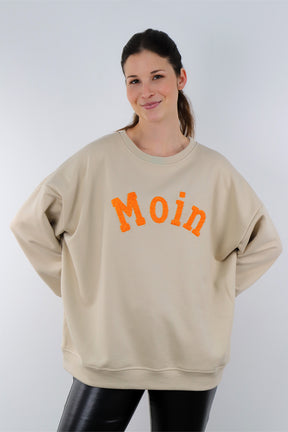 Selected Touch Sweatshirt "Moin" - Beige