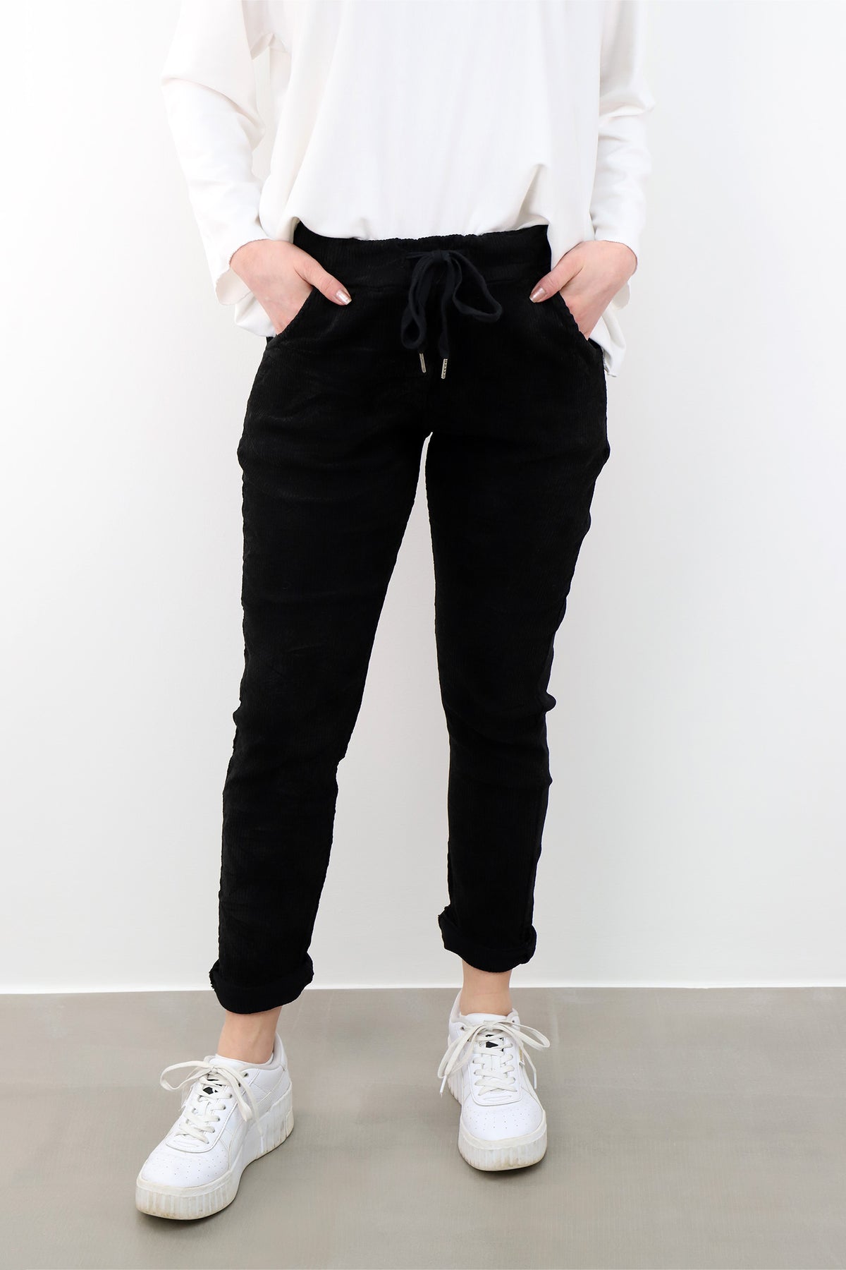 Lässige Cord-Jogger - Schwarz