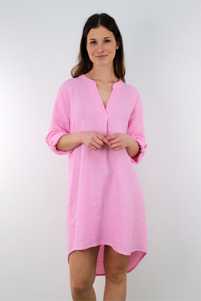 Musselin Tunika / Kleid - Rosa