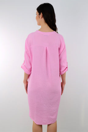 Musselin Tunika / Kleid - Rosa