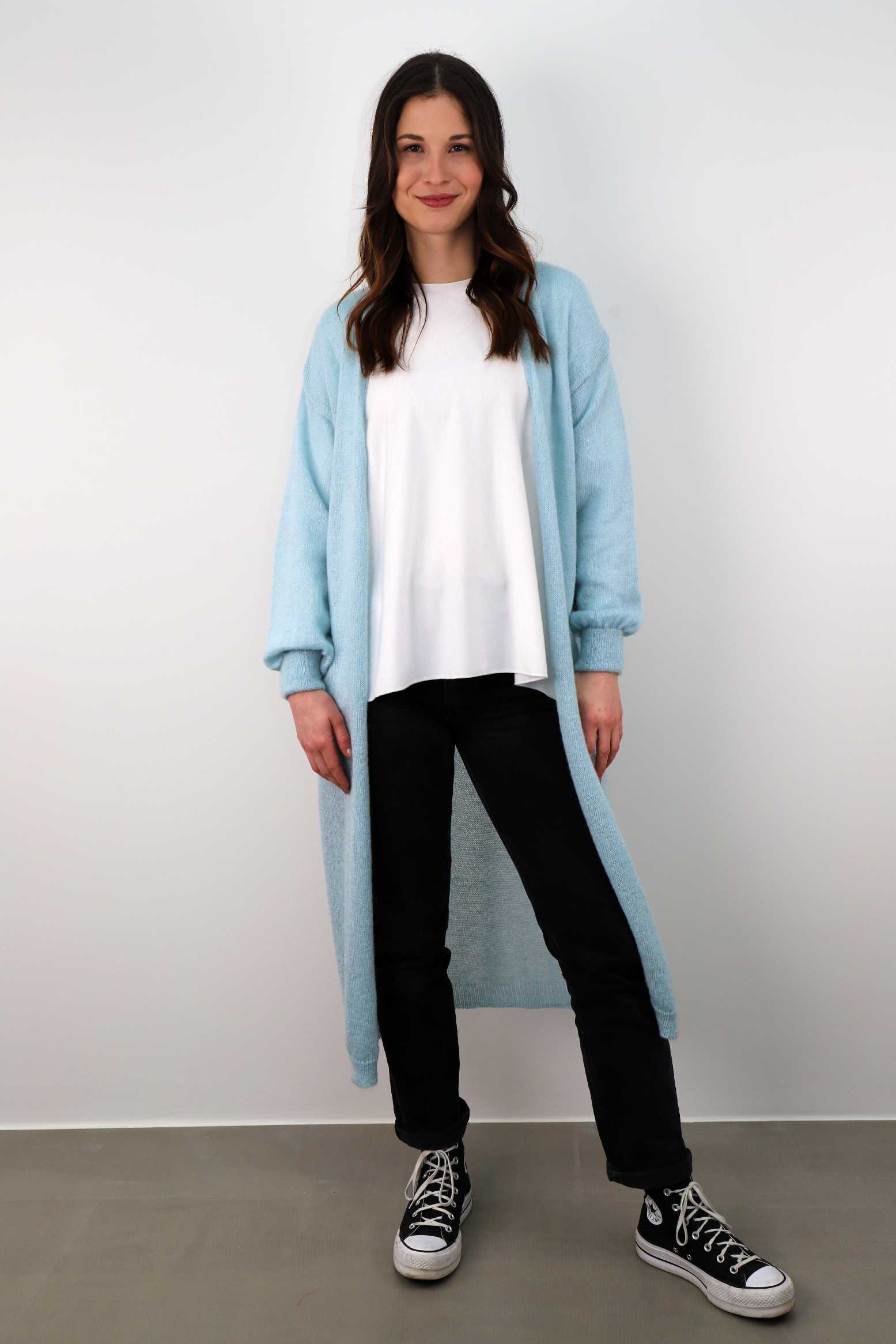 Strickjacke Maxi - Hellblau