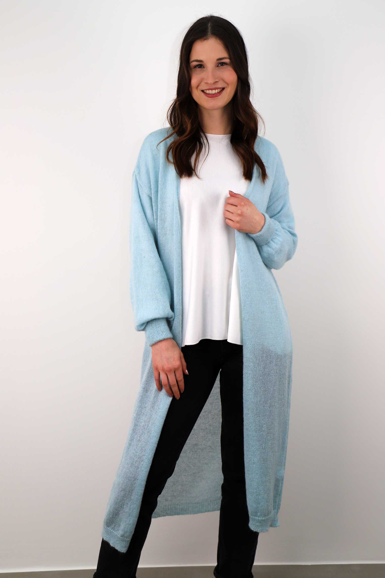 Strickjacke Maxi - Hellblau