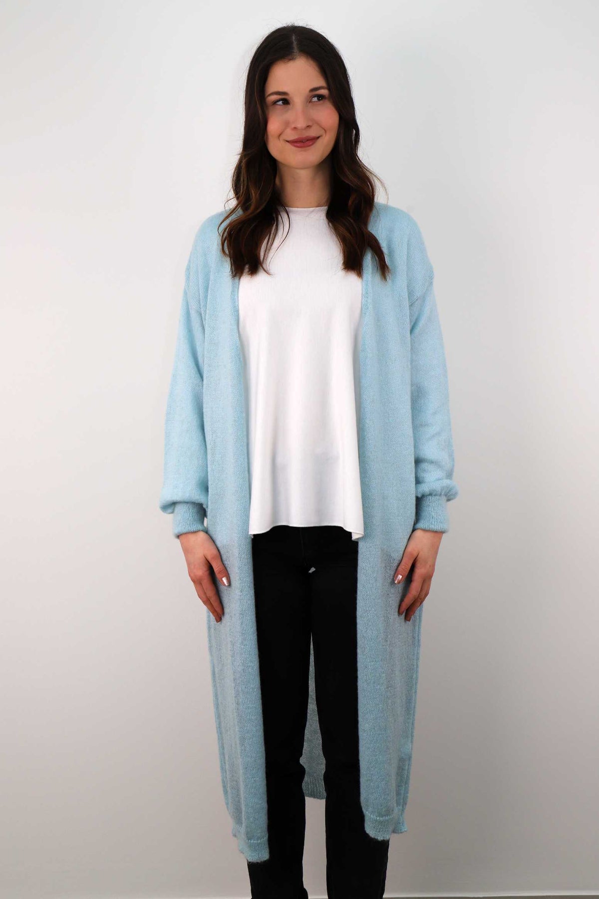 Strickjacke Maxi - Hellblau