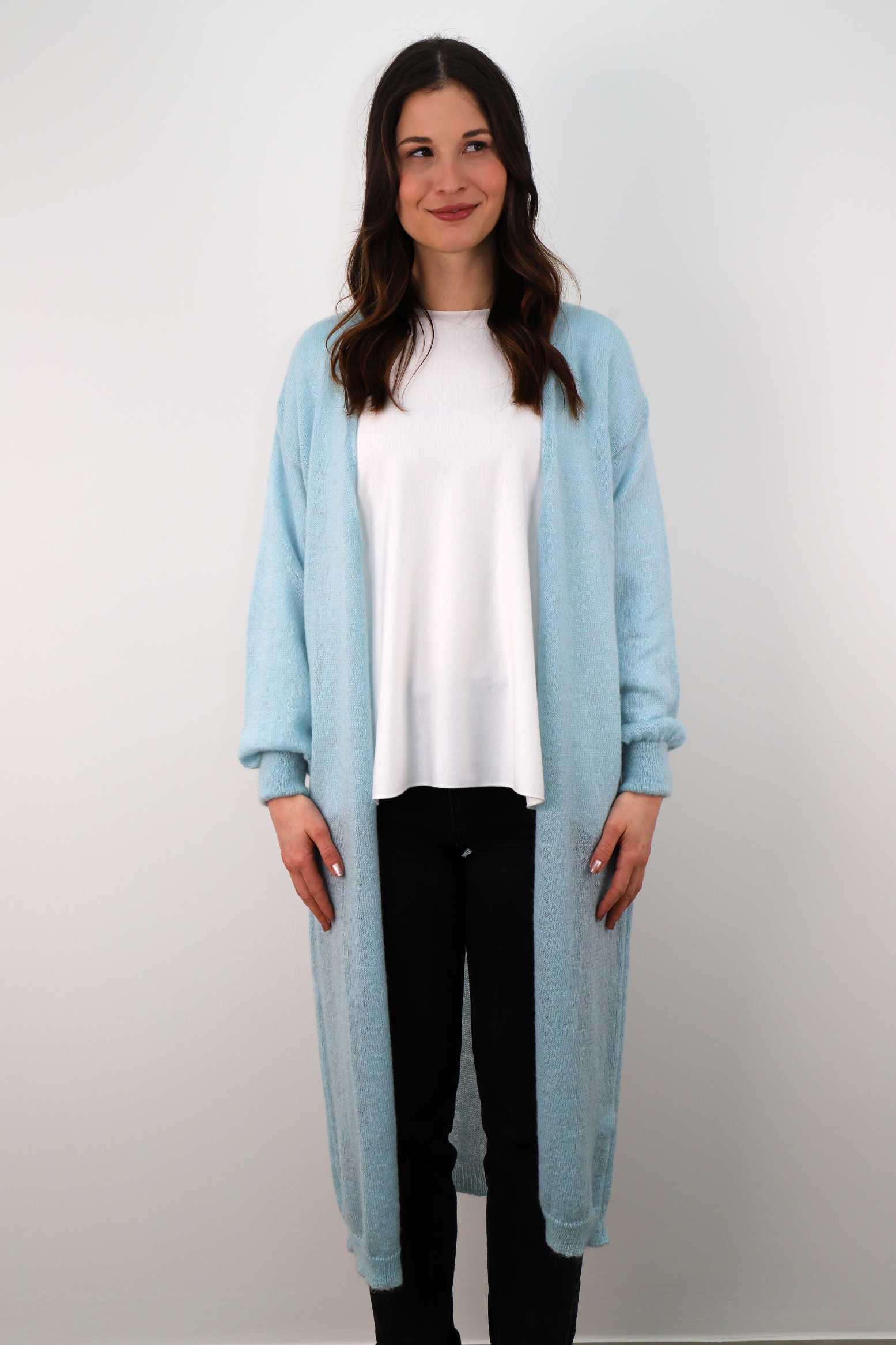 Strickjacke Maxi - Hellblau