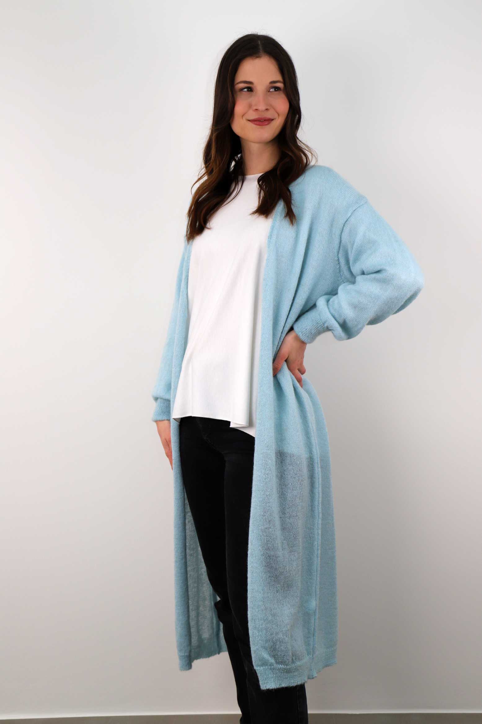 Strickjacke Maxi - Hellblau
