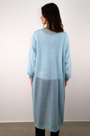 Strickjacke Maxi - Hellblau