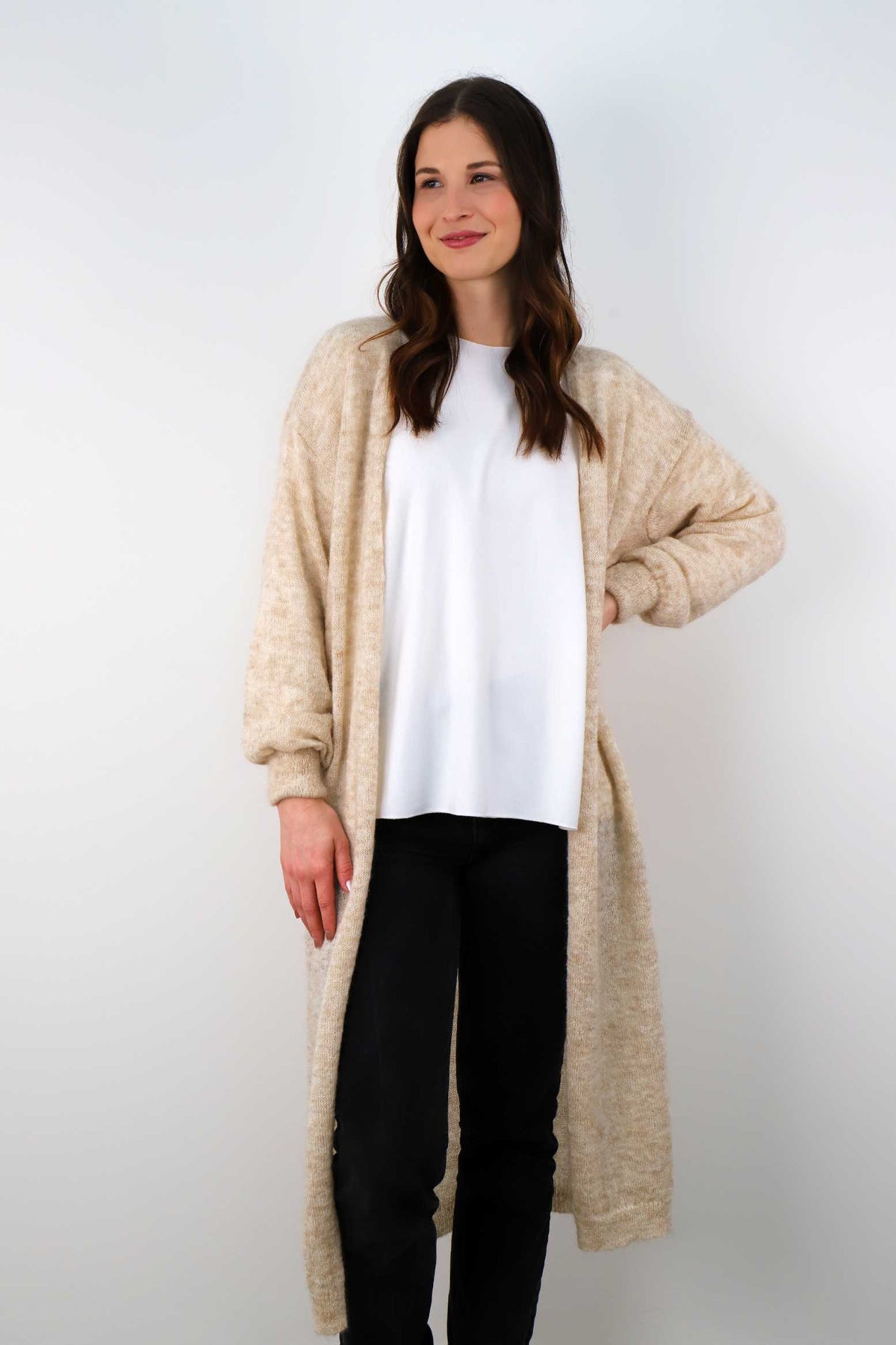 Strickjacke Maxi - Beige