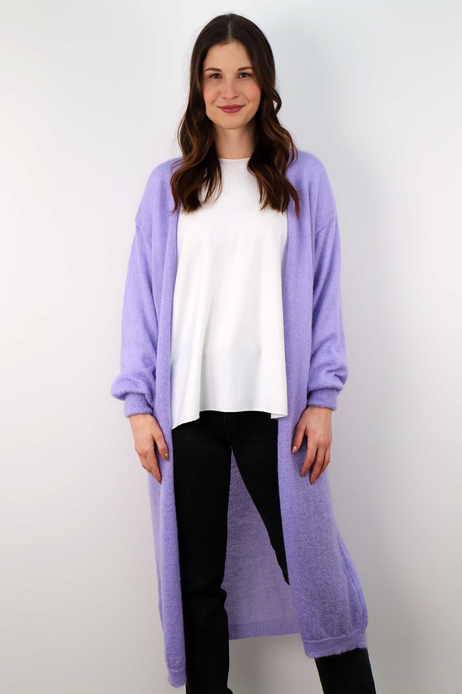 Strickjacke Maxi - Flieder