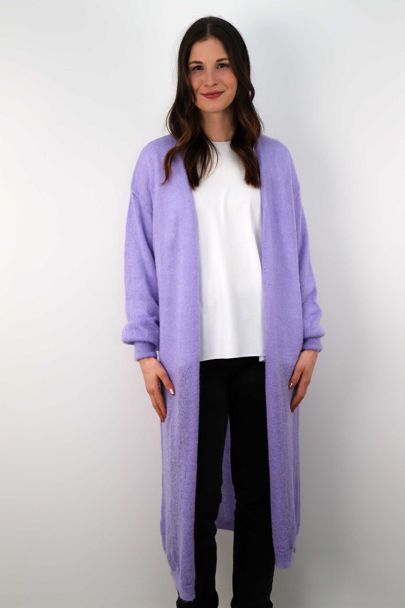 Strickjacke Maxi - Flieder