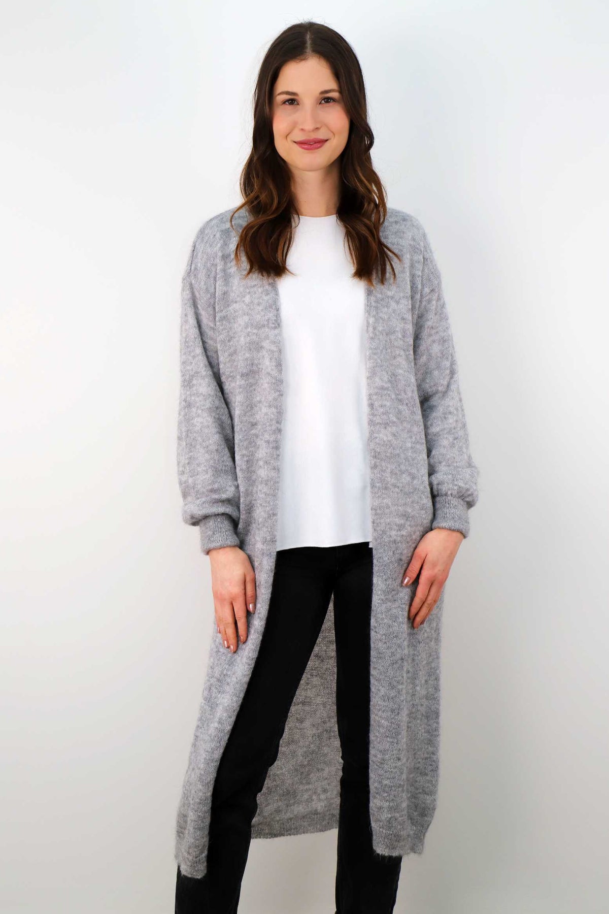 Strickjacke Maxi - Hellgrau