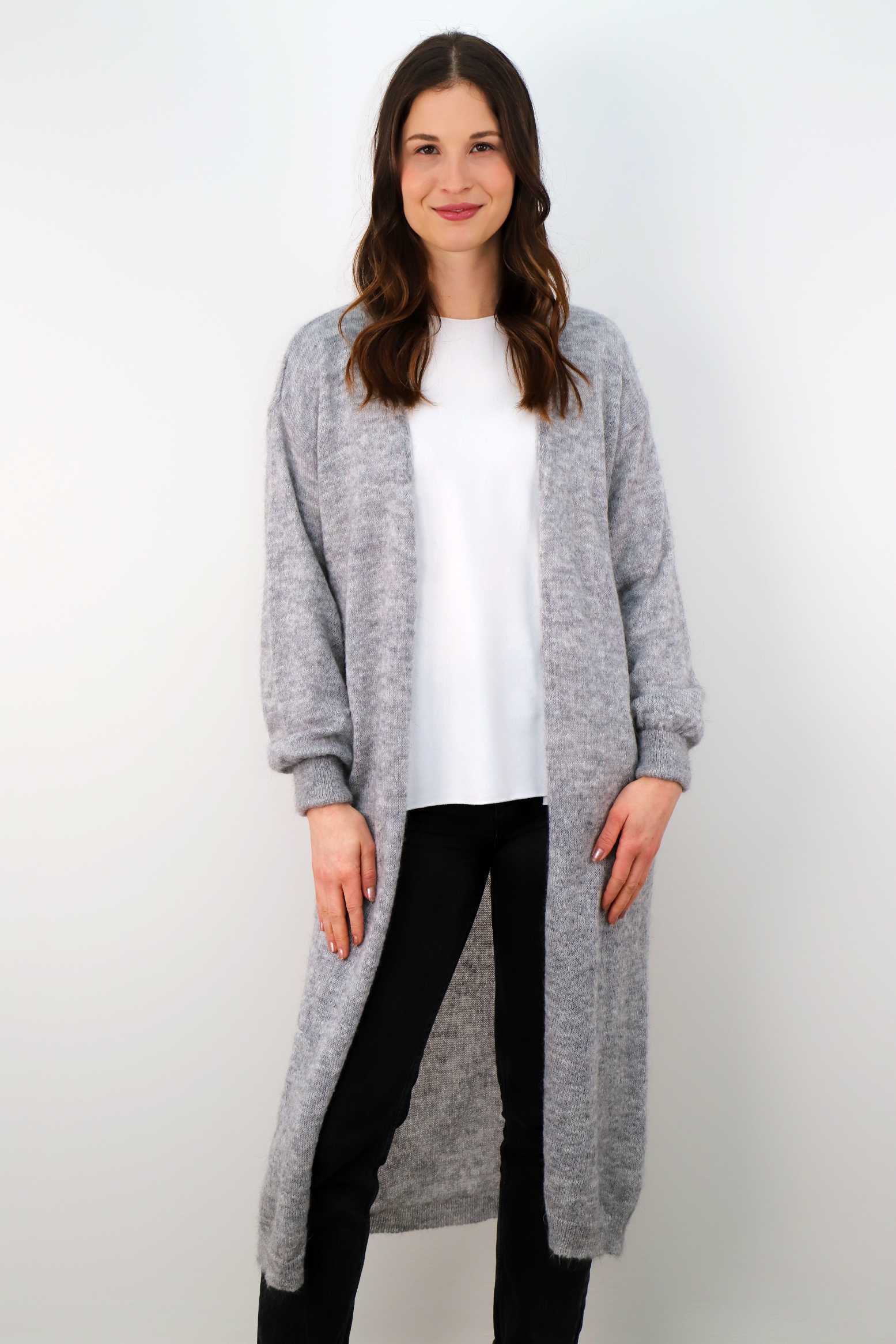 Strickjacke Maxi - Hellgrau