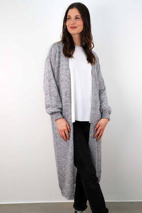 Strickjacke Maxi - Hellgrau