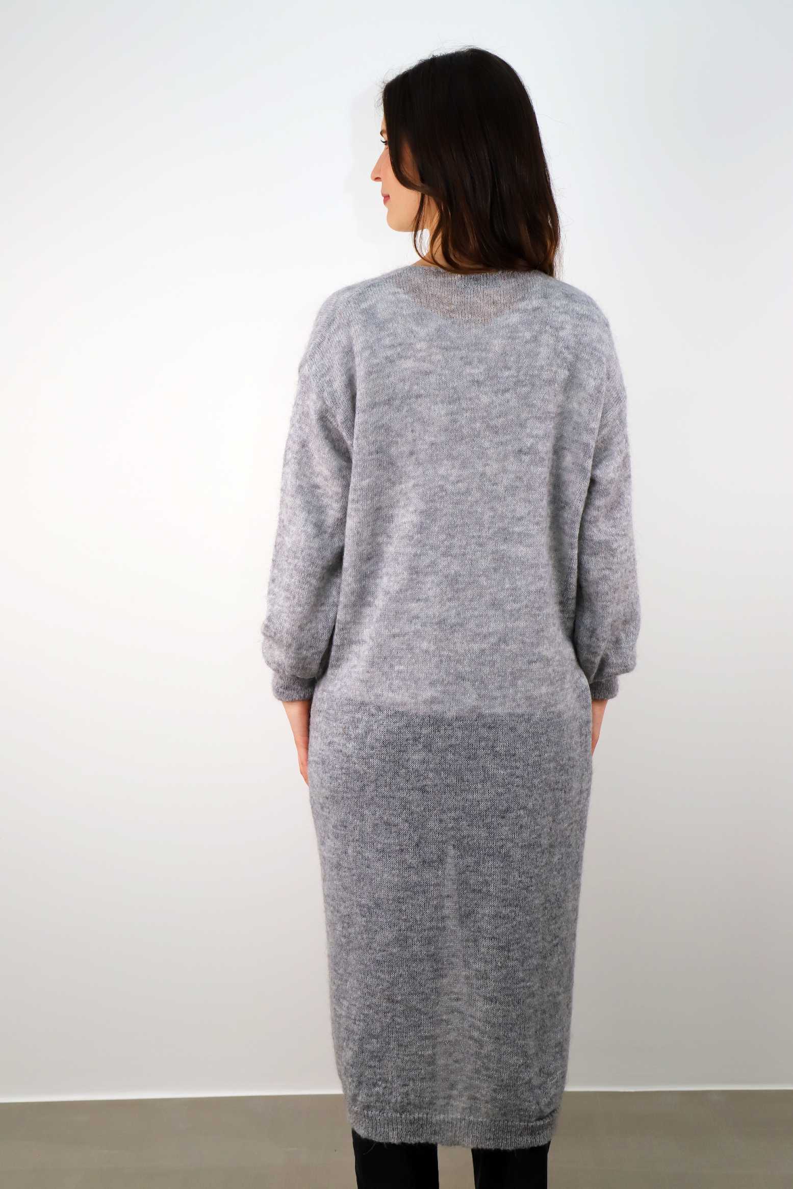 Strickjacke Maxi - Hellgrau