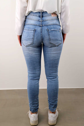 Jewelly Jeans "Comfort" mit Knöpfen - Blau
