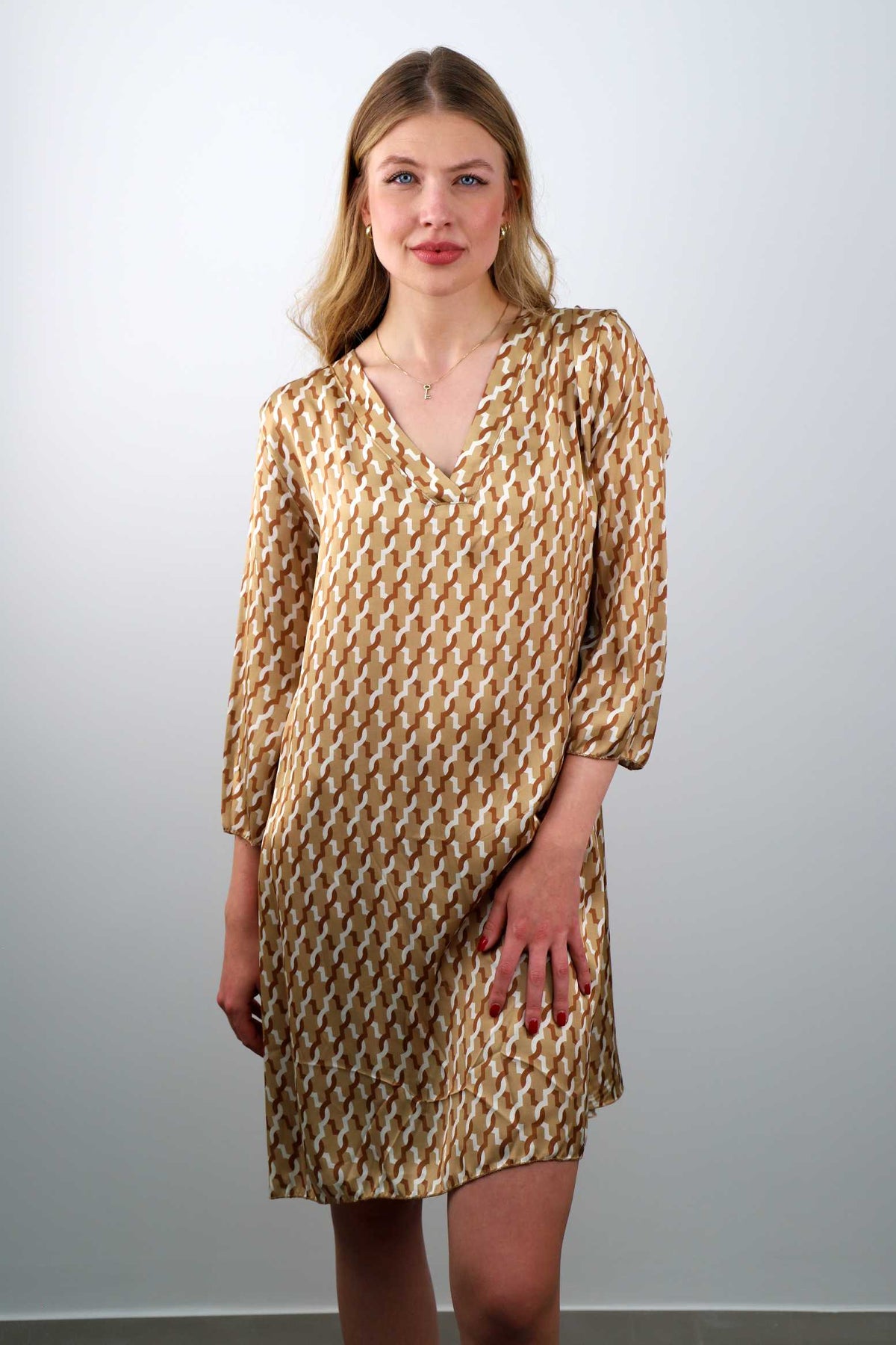 Kleid mit Muster - Beige
