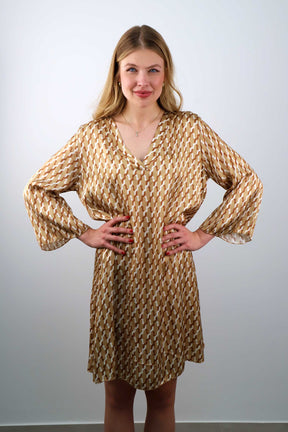 Kleid mit Muster - Beige