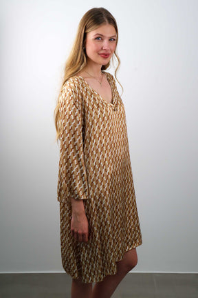 Kleid mit Muster - Beige