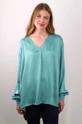 Seiden-Bluse - Mint/Türkis