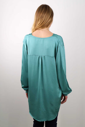 Seiden-Bluse - Mint/Türkis