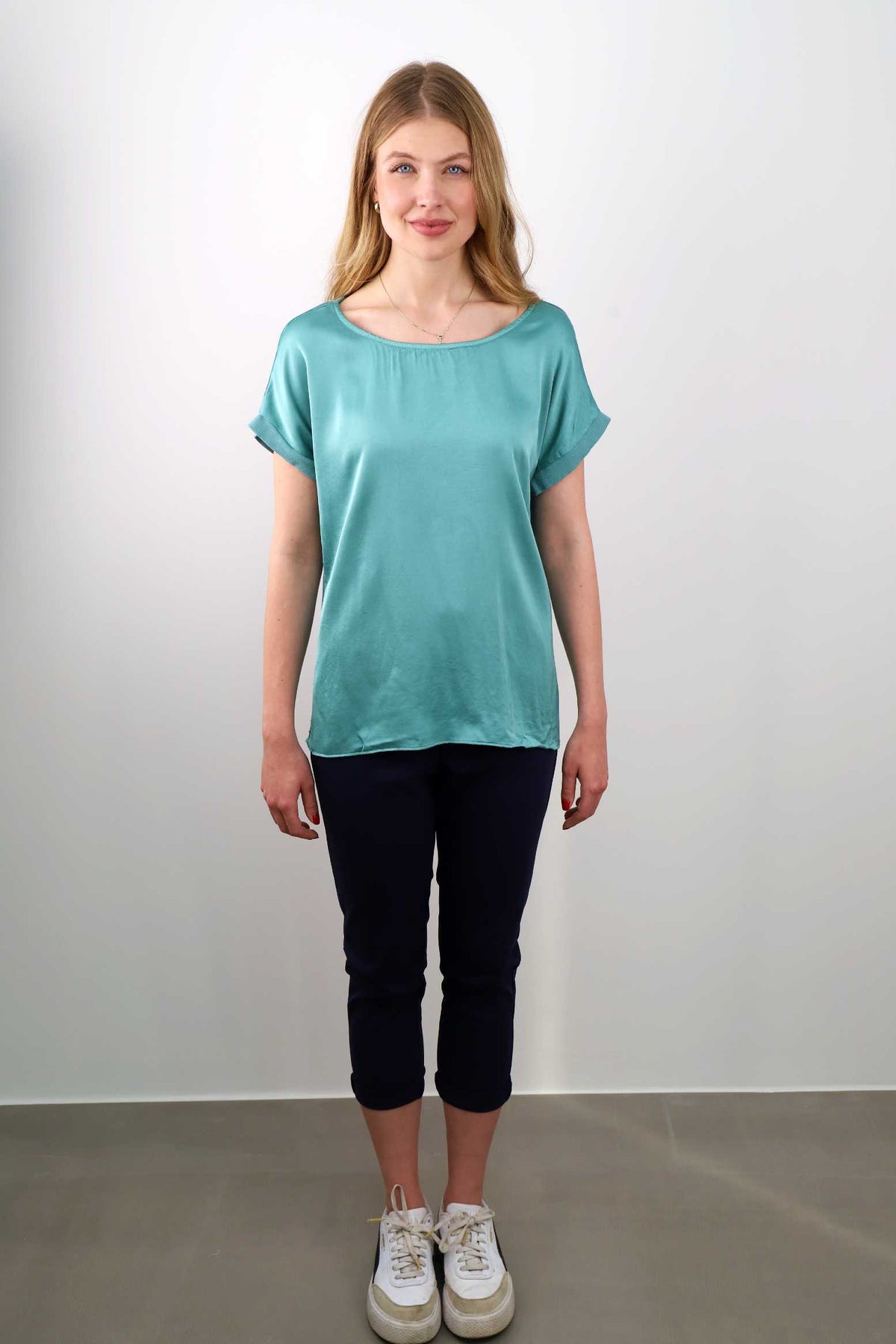 Seiden-Shirt - Mint/Türkis