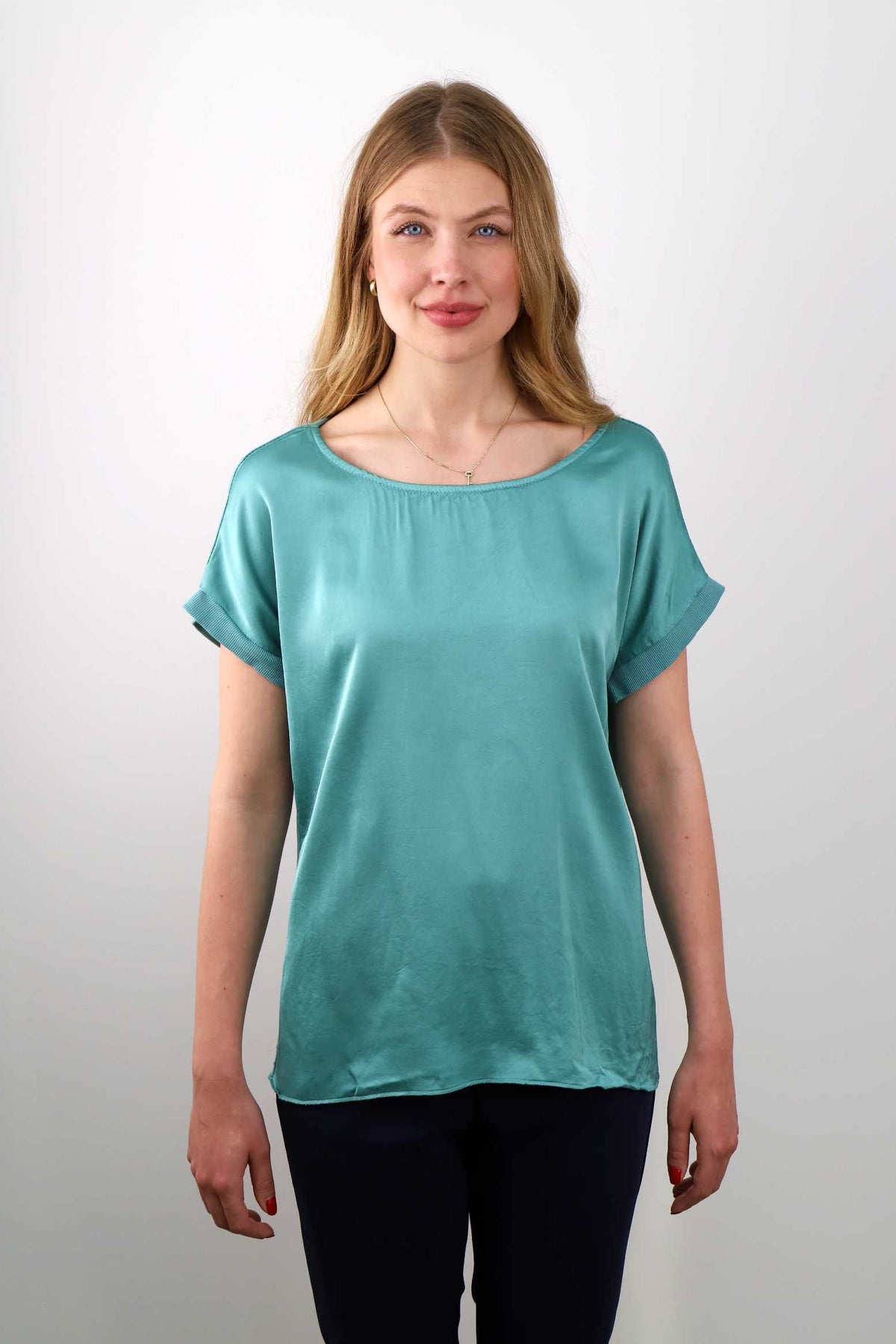 Seiden-Shirt - Mint/Türkis