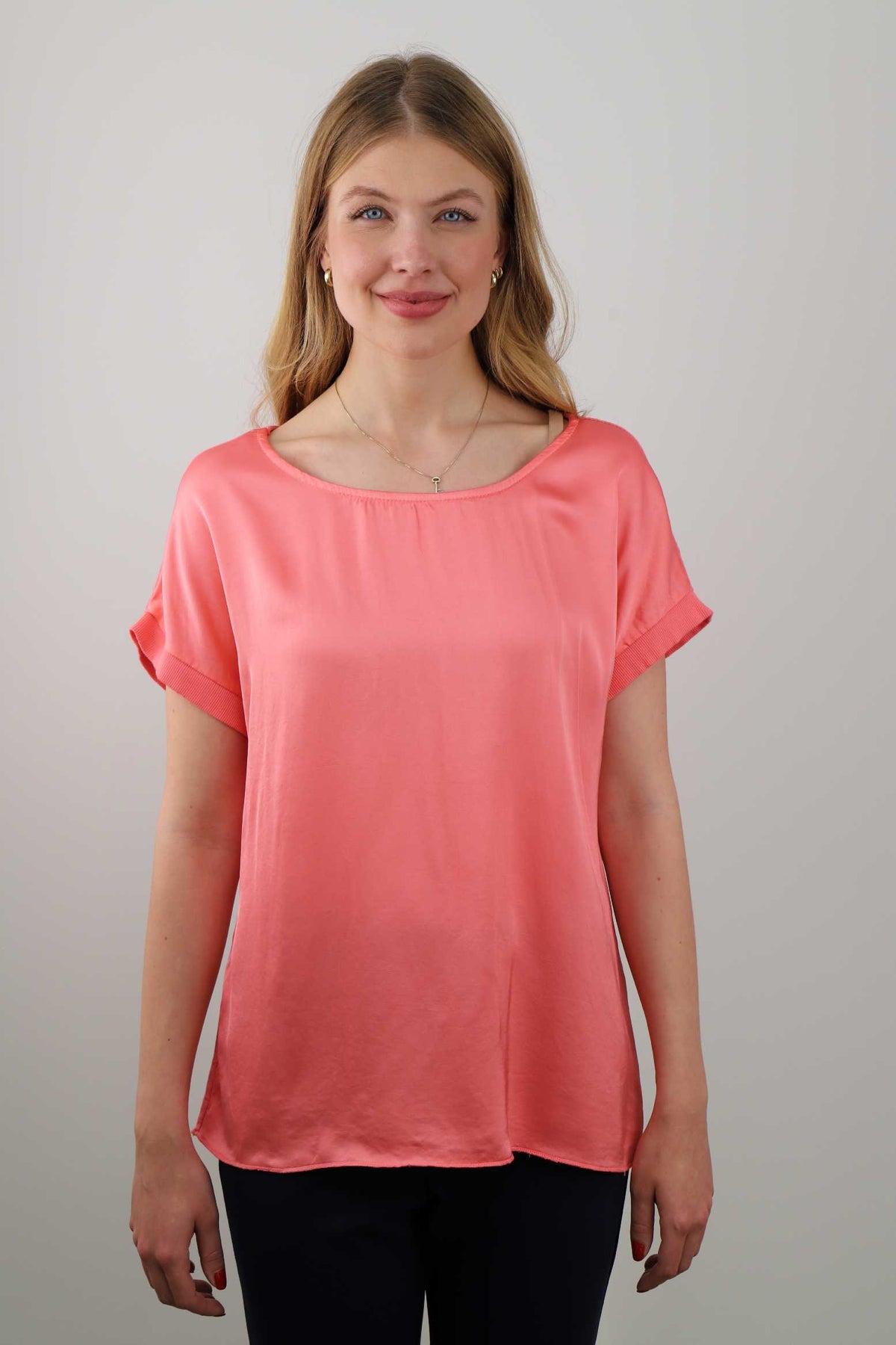 Seiden-Shirt - Orange/Koralle