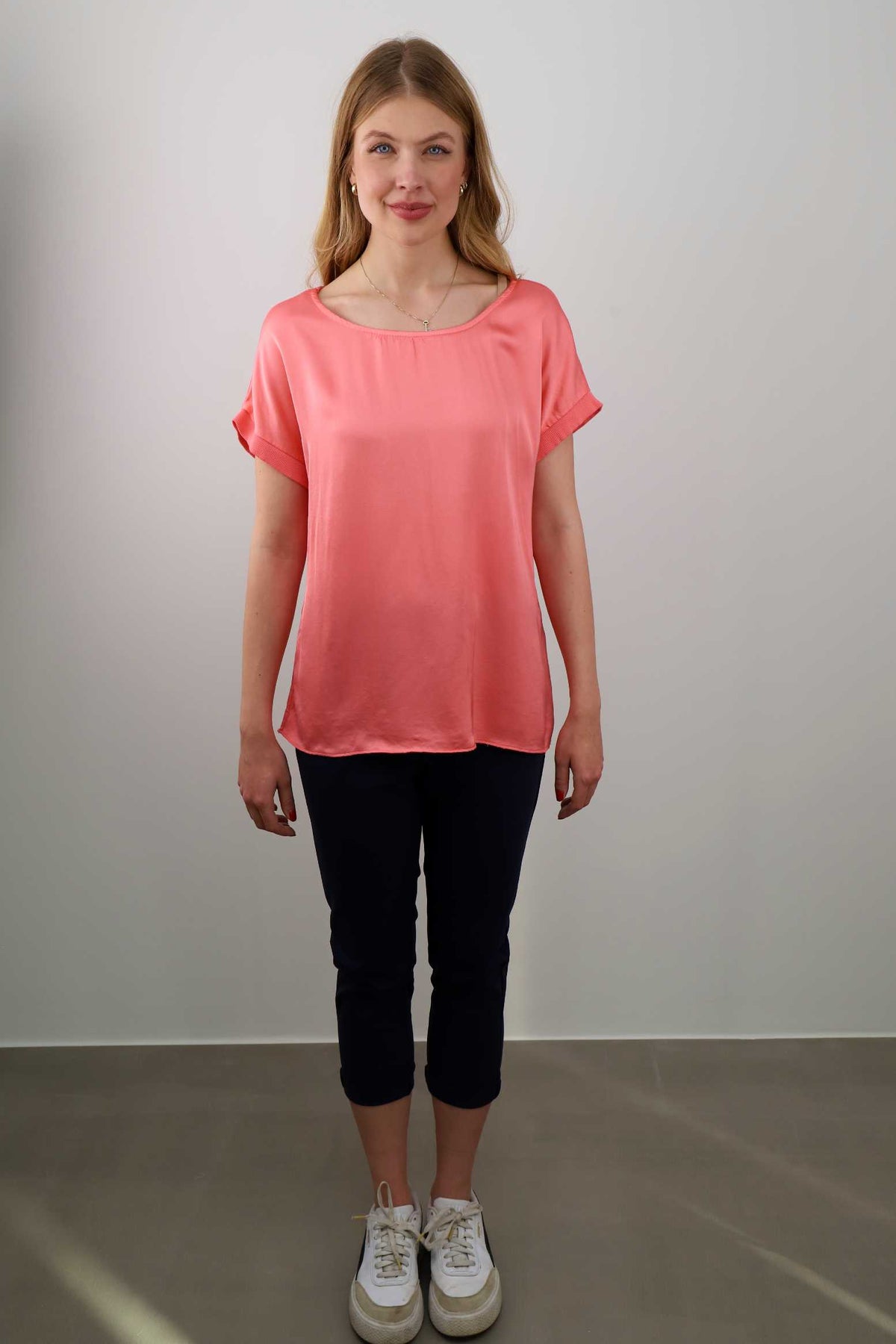Seiden-Shirt - Orange/Koralle