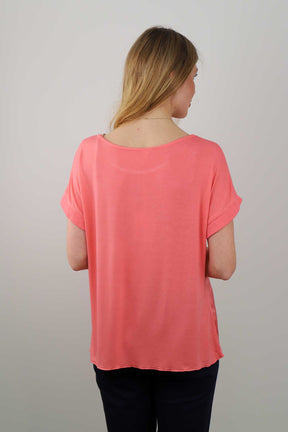 Seiden-Shirt - Orange/Koralle