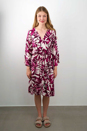 Kleid mit Print - Beere/Weiß
