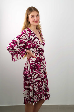 Kleid mit Print - Beere/Weiß