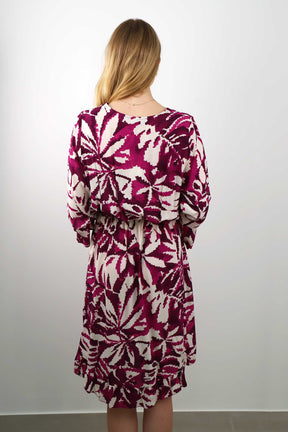 Kleid mit Print - Beere/Weiß