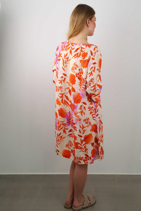 Lässiges Kleid mit Print - Orange