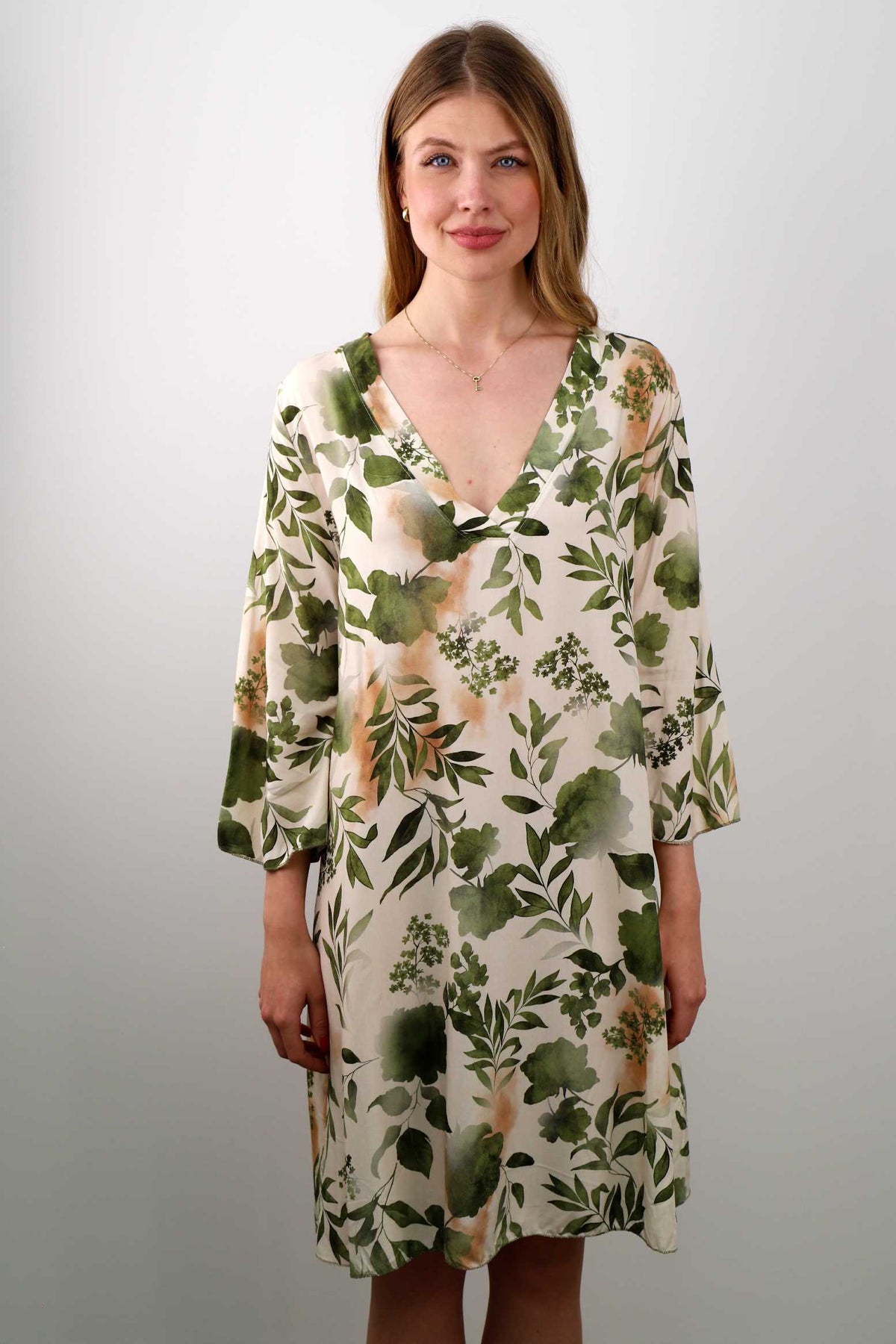Lässiges Kleid mit Print - Salbei/Khaki
