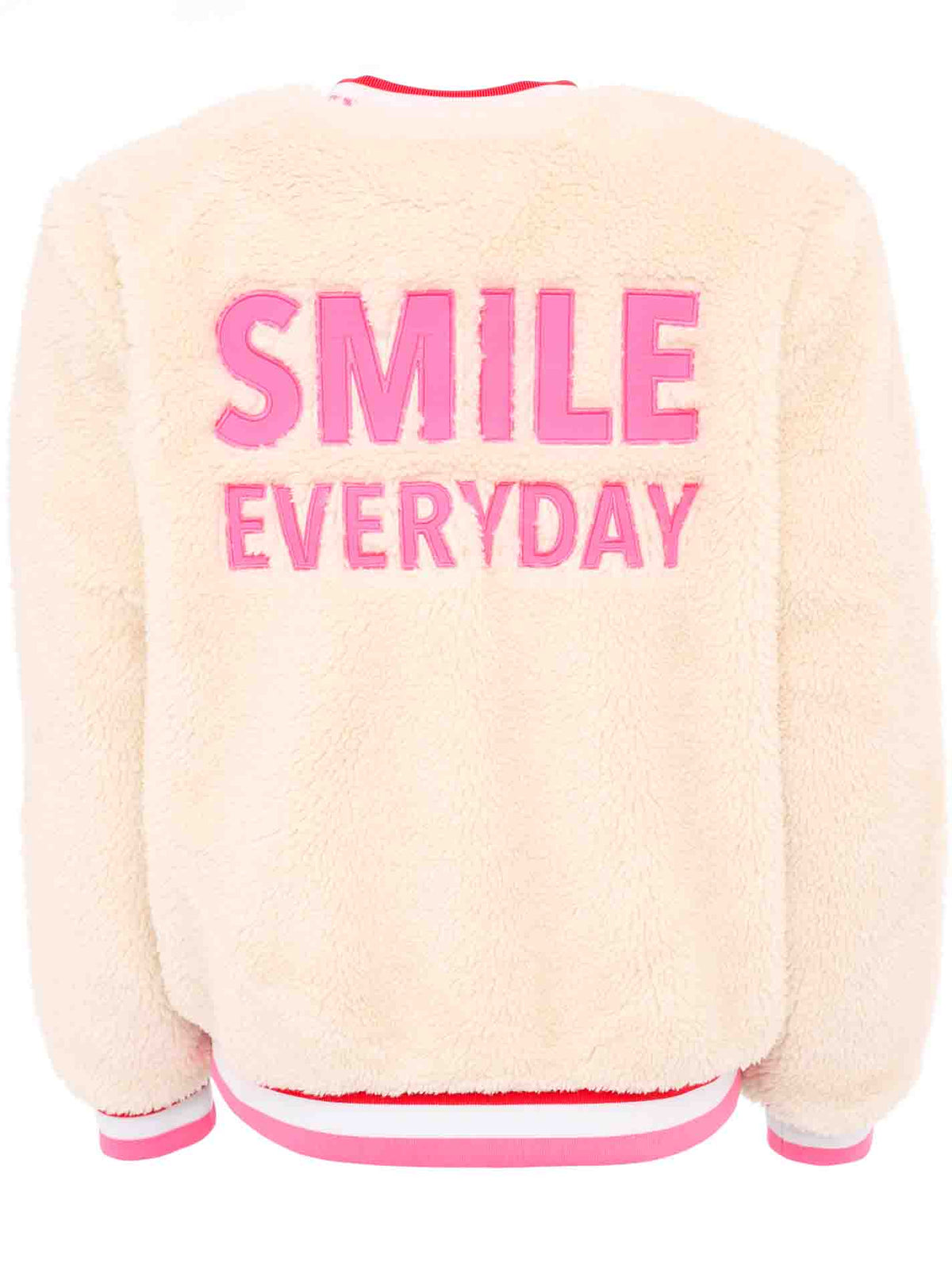 Zwillingsherz Plüsch-Jacke Teddy "Smile Everyday" - Creme/Pink