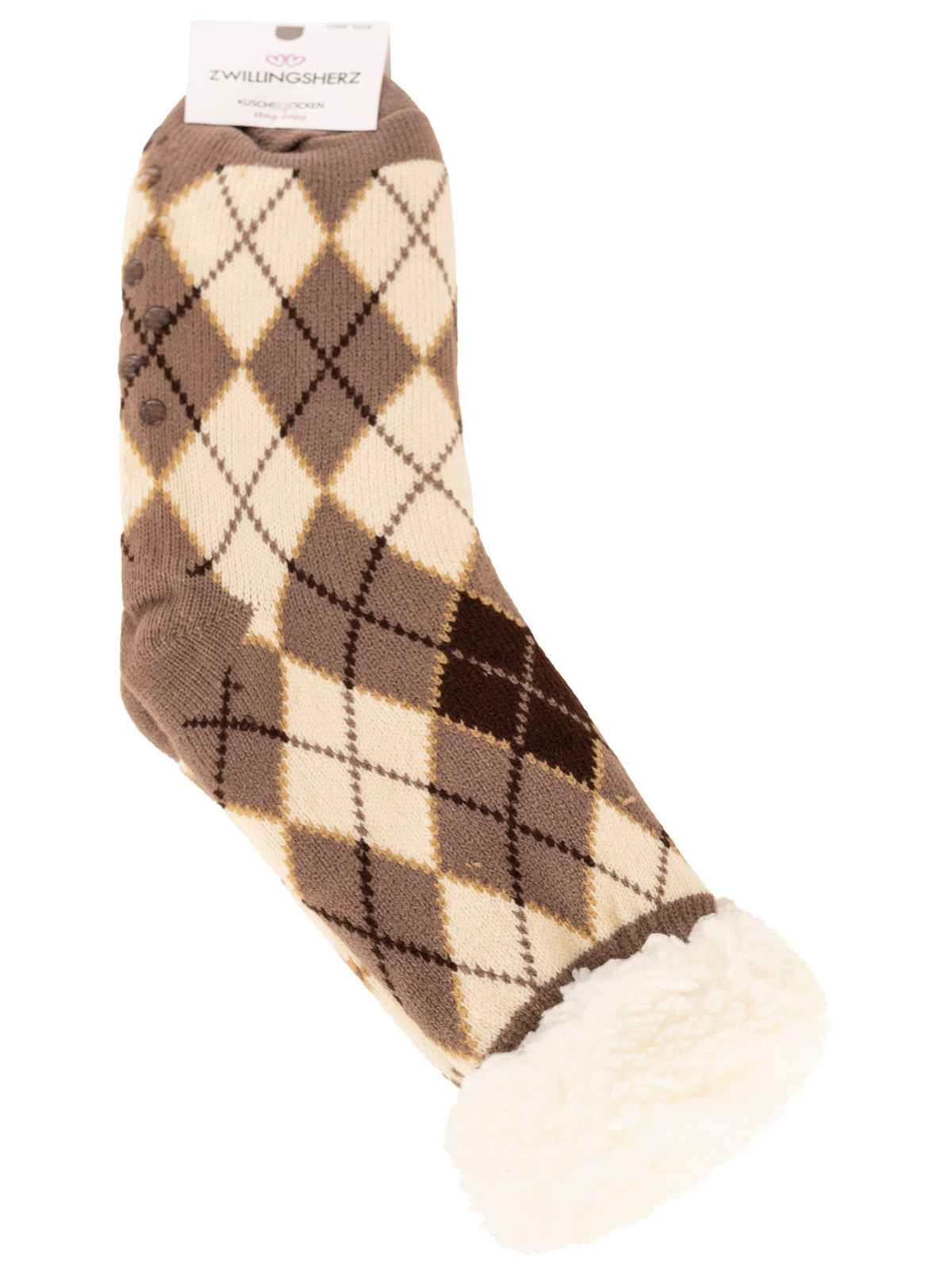 Zwillingsherz - Kuschelsocken Argyle - Beige (1 Paar)
