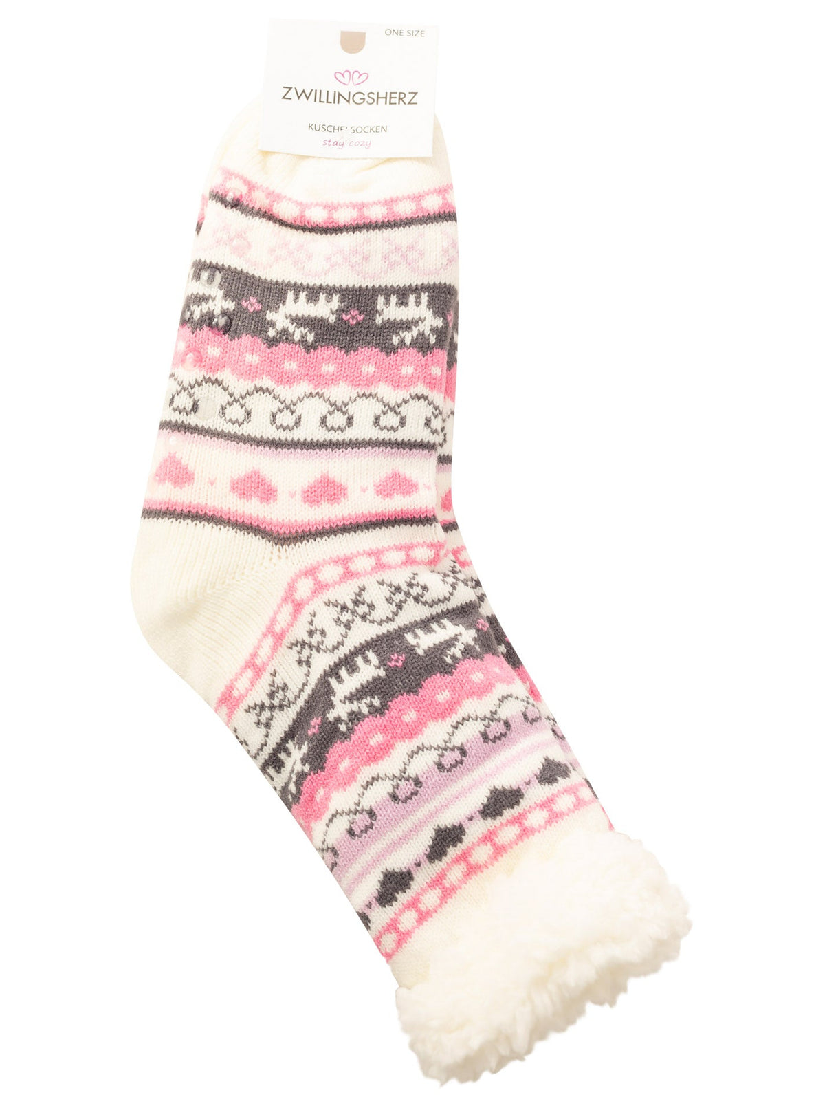 Zwillingsherz - Kuschelsocken Rentier - Pink (1 Paar)