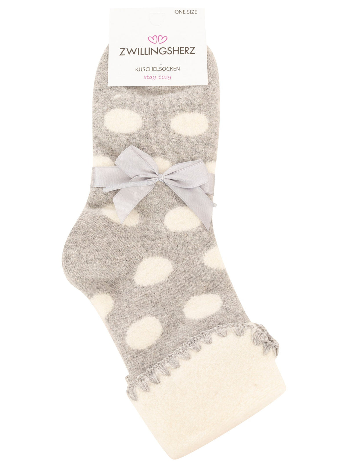 Zwillingsherz - Kuschelsocken Wollmix Punkte - Grau (1 Paar)