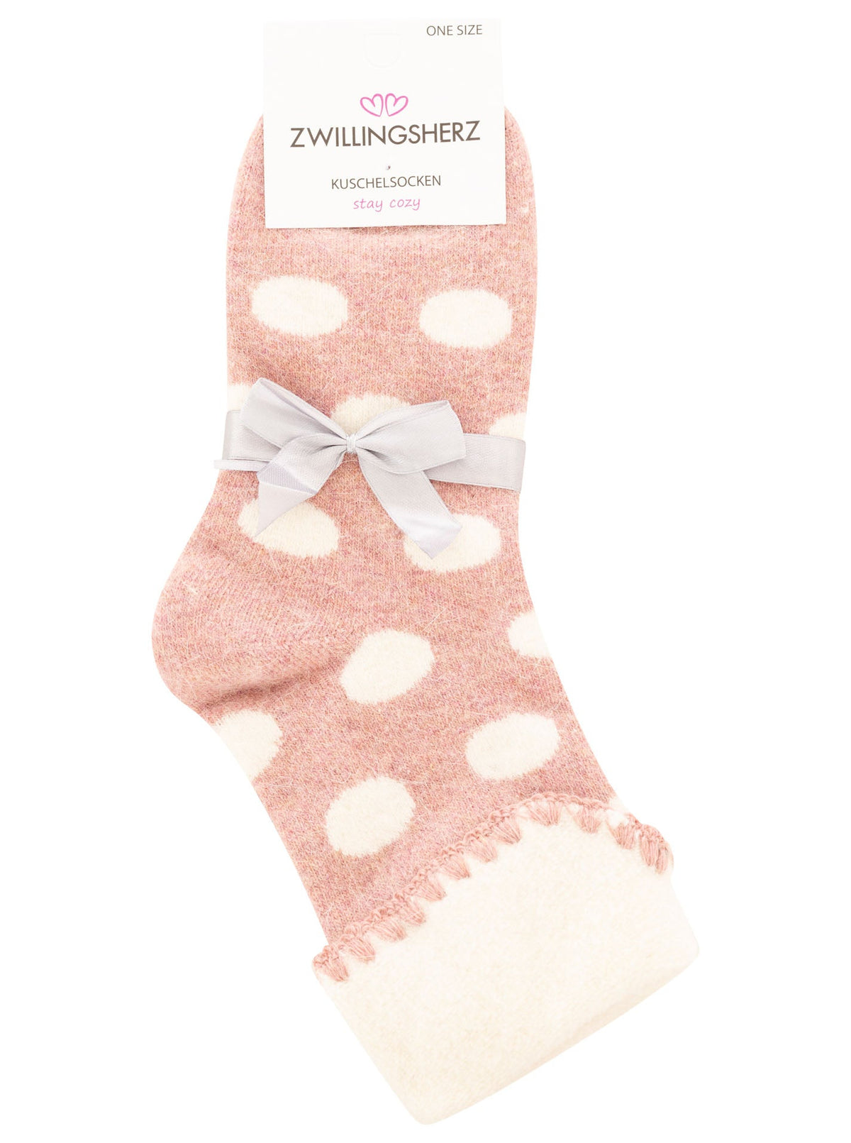 Zwillingsherz - Kuschelsocken Wollmix Punkte - Rosa (1 Paar)