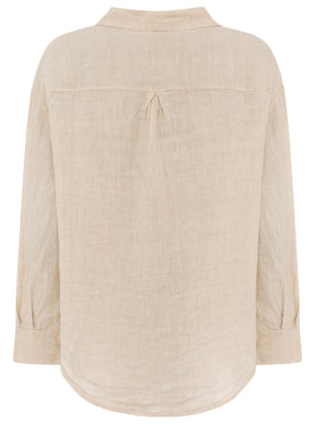 Zwillingsherz - 100% Leinen Bluse - "Neon" - Beige