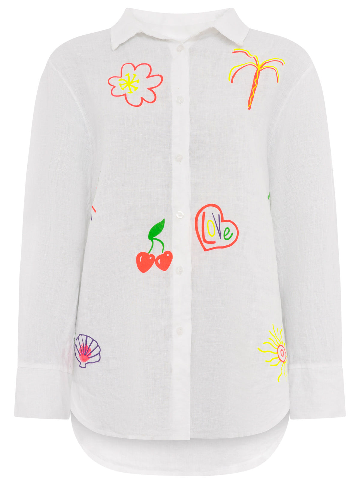 Zwillingsherz - 100% Leinen Bluse "Neon" Weiß